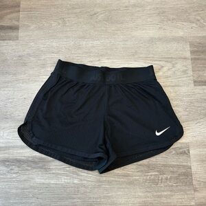 Nike Just Do It 4” Black Mesh Style Lined Athletic Shorts w/ Elastic Waistband.